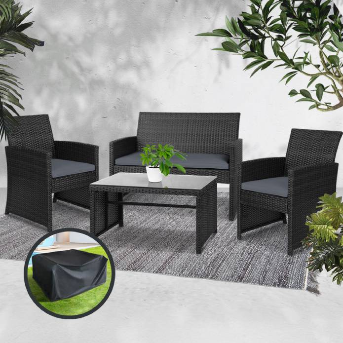 Gardeon Garden Furniture Outdoor Lounge Setting Wicker Sofa Set Storage Cover