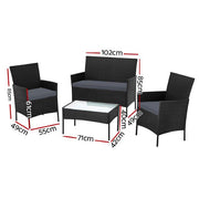 Gardeon Garden Furniture Outdoor Lounge Setting Wicker Sofa Patio Storage Cover