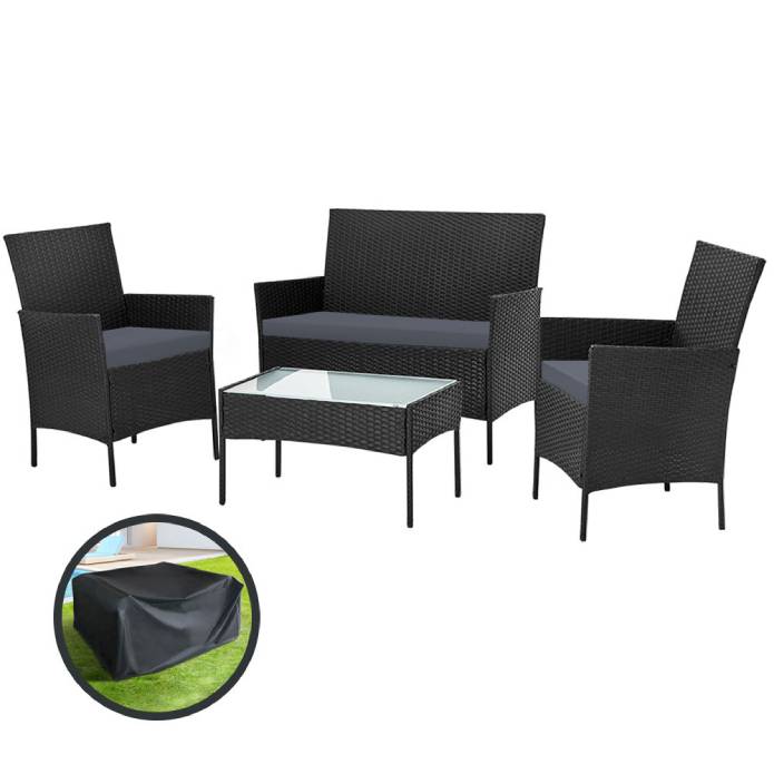 Gardeon Garden Furniture Outdoor Lounge Setting Wicker Sofa Patio Storage Cover