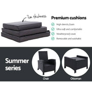 Sun lounge Recliner Chair Wicker Lounger Sofa Day Bed Outdoor Furniture Patio Garden Cushion Ottoman Gardeon