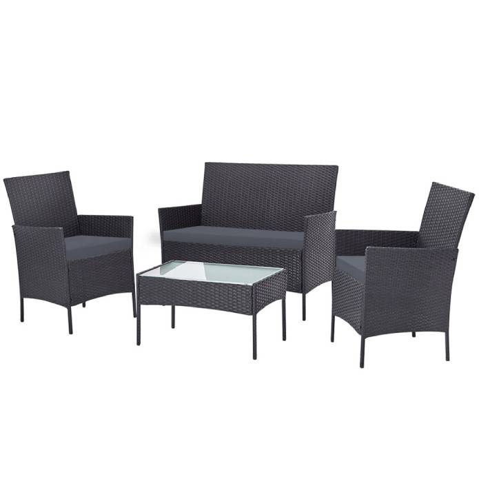Gardeon Garden Furniture Outdoor Lounge Setting Wicker Sofa Patio Storage Cover Dark Grey