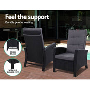 Sun lounge Recliner Chair Wicker Lounger Sofa Day Bed Outdoor Furniture Patio Garden Cushion Ottoman Gardeon