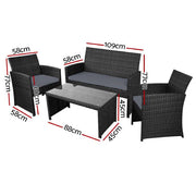 Gardeon Garden Furniture Outdoor Lounge Setting Wicker Sofa Set Storage Cover