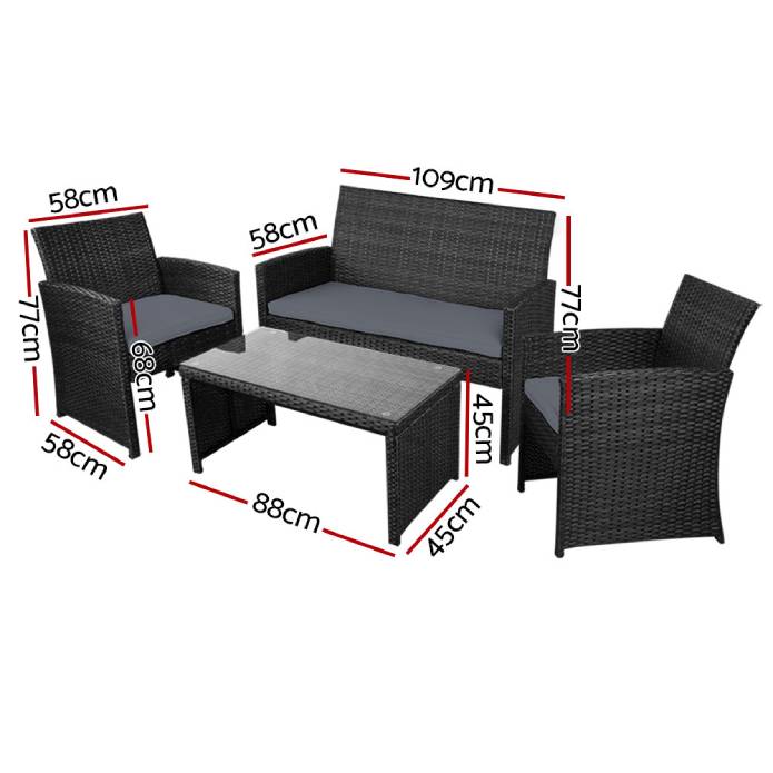 Gardeon Garden Furniture Outdoor Lounge Setting Wicker Sofa Set Storage Cover