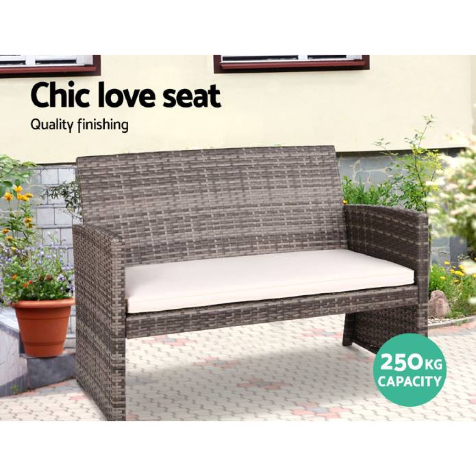 Gardeon Garden Furniture Outdoor Lounge Setting Wicker Sofa Set Storage Cover