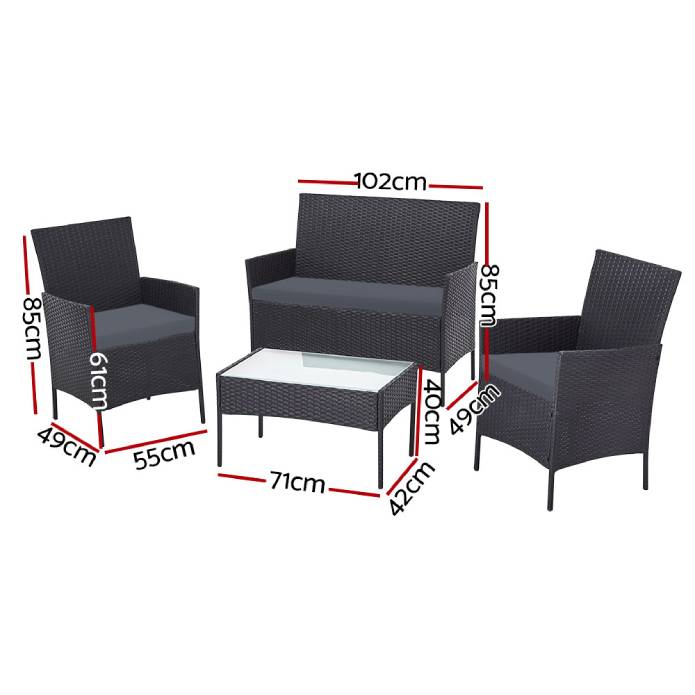 Gardeon Garden Furniture Outdoor Lounge Setting Wicker Sofa Patio Storage Cover