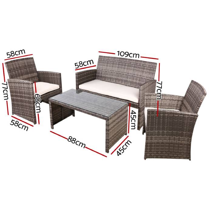 Gardeon Garden Furniture Outdoor Lounge Setting Wicker Sofa Set Storage Cover