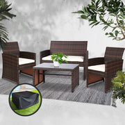 Gardeon Garden Furniture Outdoor Lounge Setting Wicker Sofa Set Storage Cover