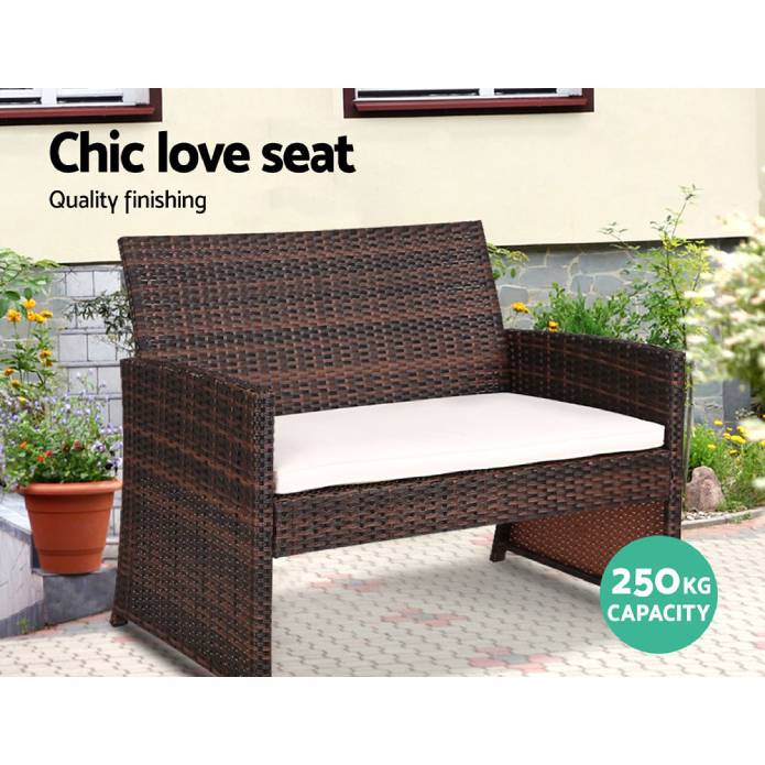 Gardeon Garden Furniture Outdoor Lounge Setting Wicker Sofa Set Storage Cover
