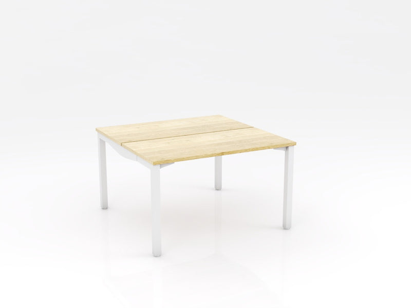 Axis Stretch Double Sided Desk 1200mmX600mm Natural Oak White Powdercoat
