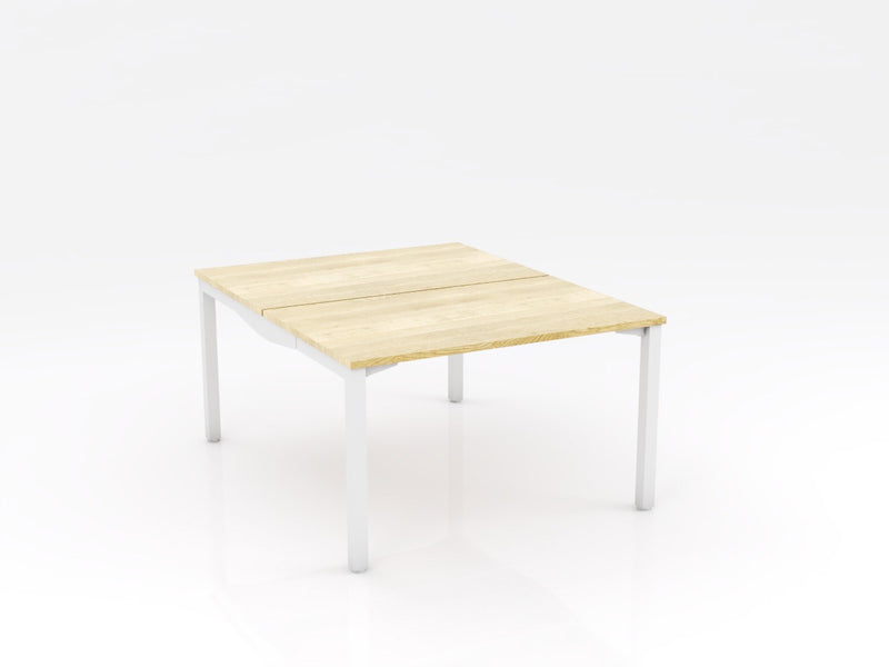 Axis Stretch Double Sided Desk 1200mmX750mm Natural Oak White Powdercoat
