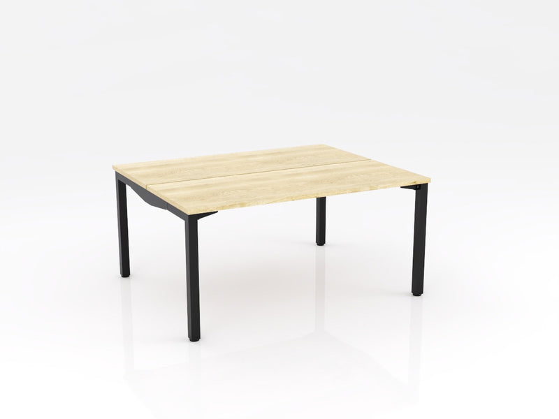 Axis Stretch Double Sided Desk Natural Oak Black Powdercoat