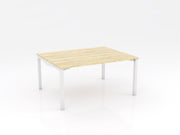 Axis Stretch Double Sided Desk Natural Oak White Powdercoat