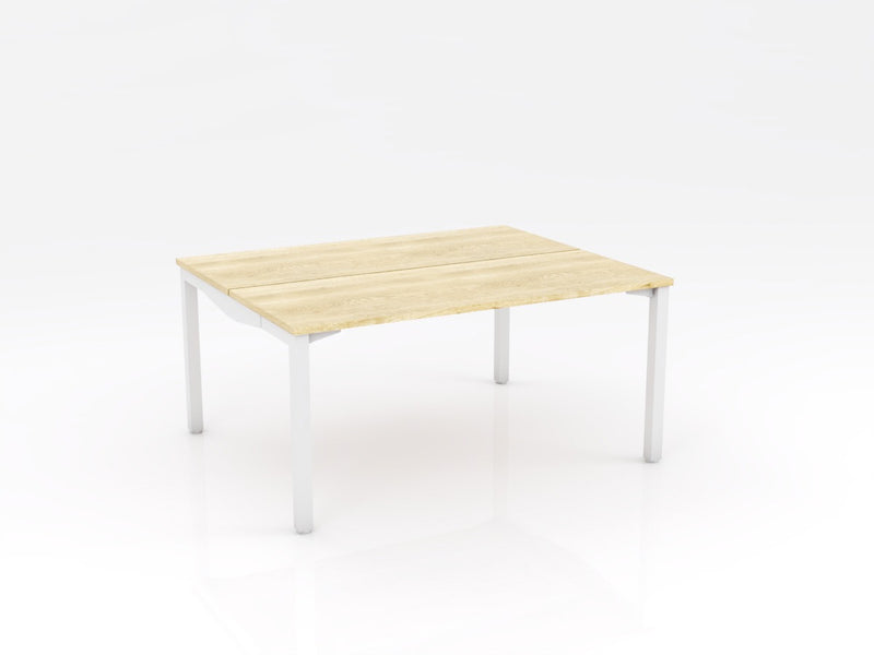 Axis Stretch Double Sided Desk Natural Oak White Powdercoat