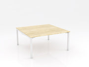 Axis Stretch Double Sided Desk Natural Oak White Powdercoat