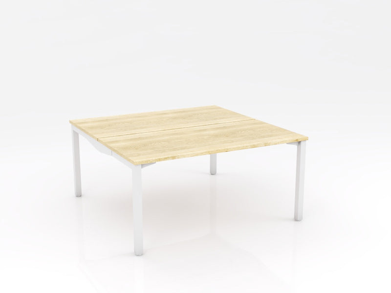 Axis Stretch Double Sided Desk Natural Oak White Powdercoat