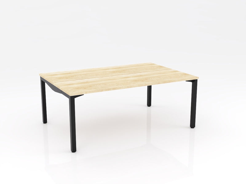 Axis Stretch Double Sided Desk 1800mmX600mm Natural Oak Black Powdercoat