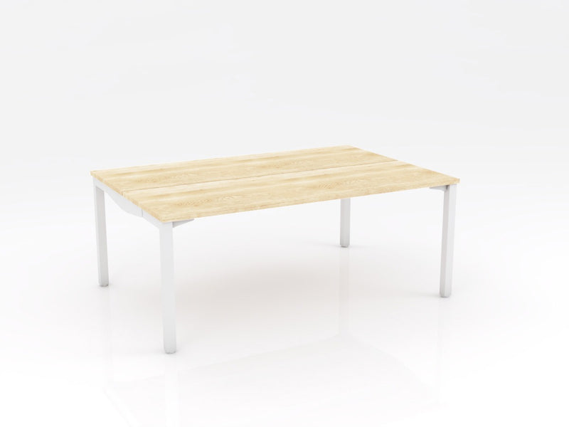 Axis Stretch Double Sided Desk 1800mmX600mm Natural Oak White Powdercoat