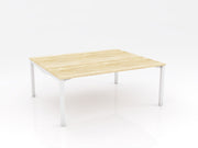 Axis Stretch Double Sided Desk Natural Oak White Powdercoat