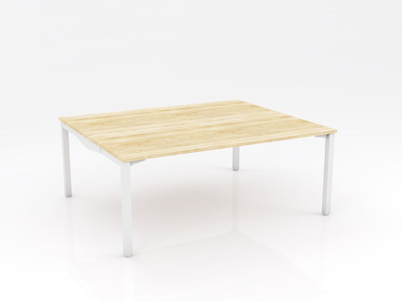 Axis Stretch Double Sided Desk Natural Oak White Powdercoat