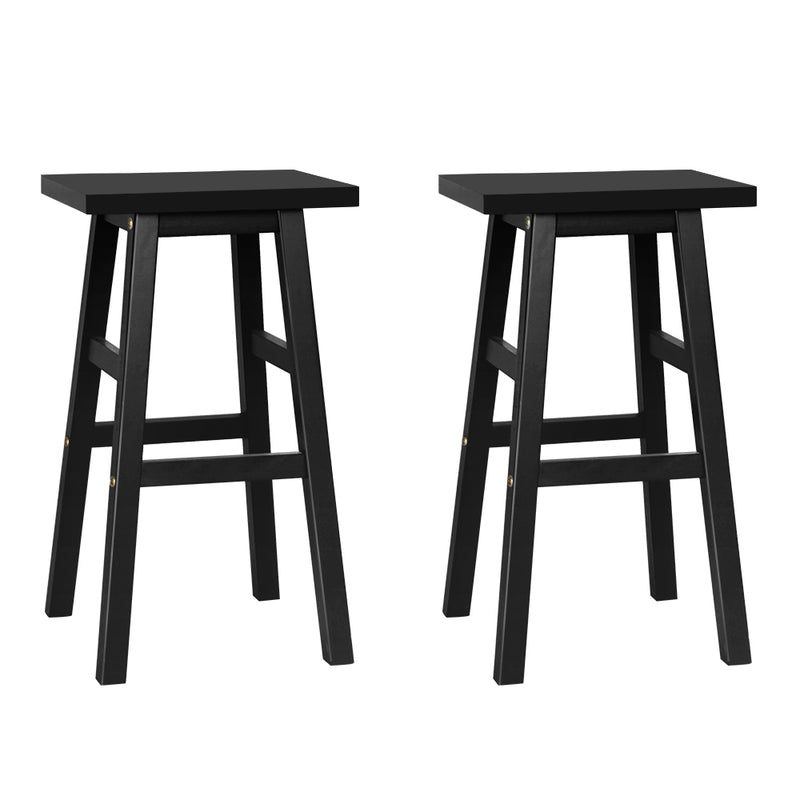 Artiss Set of 2 Wooden Backless Bar Stools Black