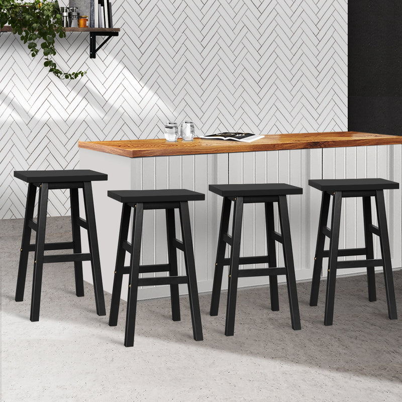 Artiss Set of 4 Wooden Bar Stools Kitchen Bar Stool Chairs Barstools Black