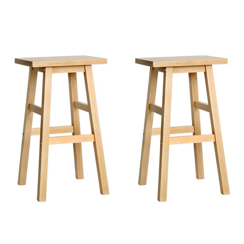 Artiss Set of 2 Wooden Backless Bar Stools Natural Oak