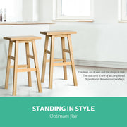 Artiss Set of 2 Wooden Backless Bar Stools