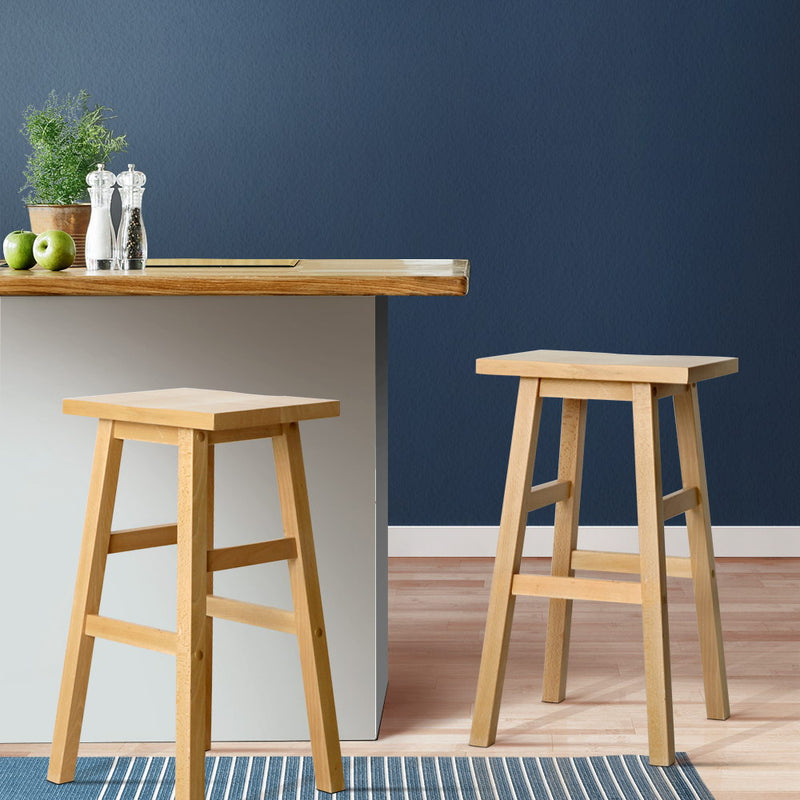 Artiss Set of 2 Wooden Backless Bar Stools
