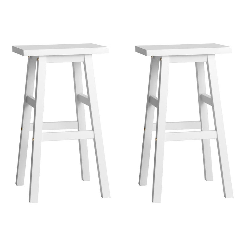 Artiss Set of 2 Wooden Backless Bar Stools White