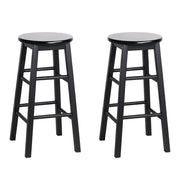 Artiss Set of 2 Beech Wood Backless Bar Stools Black