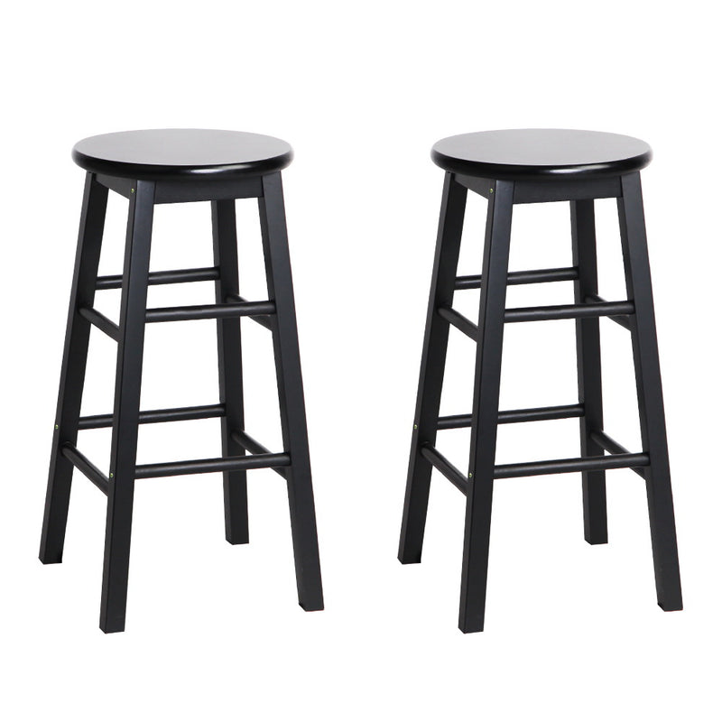 Artiss Set of 2 Beech Wood Backless Bar Stools Black