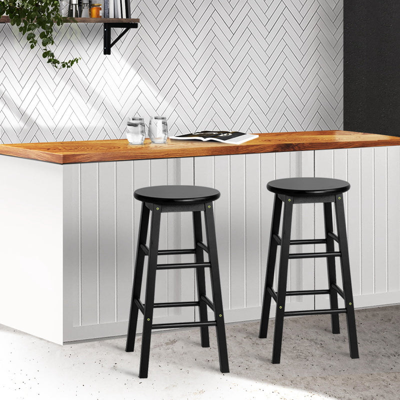 Artiss Set of 2 Beech Wood Backless Bar Stools