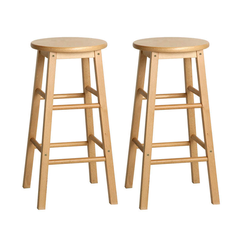 Artiss Set of 2 Beech Wood Backless Bar Stools Natural