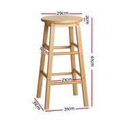Artiss Set of 2 Beech Wood Backless Bar Stools