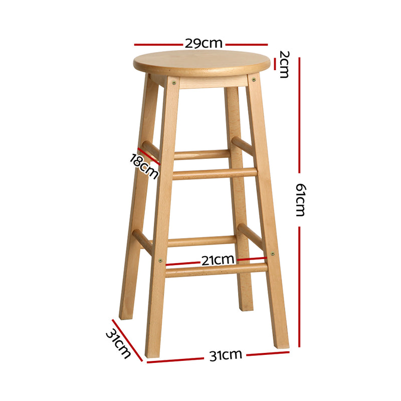Artiss Set of 2 Beech Wood Backless Bar Stools