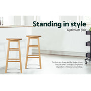 Artiss Set of 2 Beech Wood Backless Bar Stools