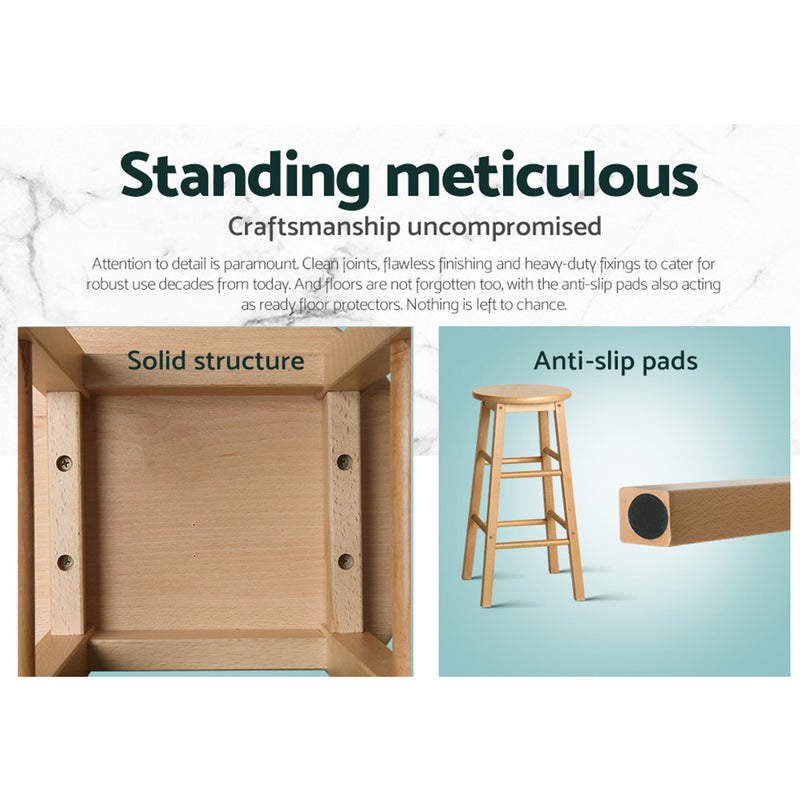 Artiss Set of 2 Beech Wood Backless Bar Stools