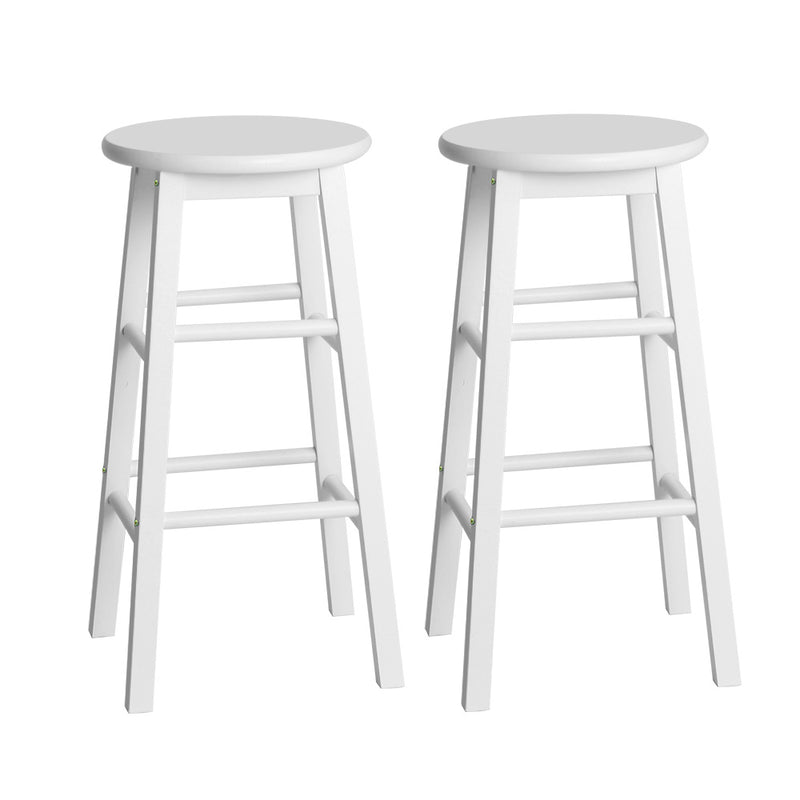 Artiss Set of 2 Beech Wood Backless Bar Stools White