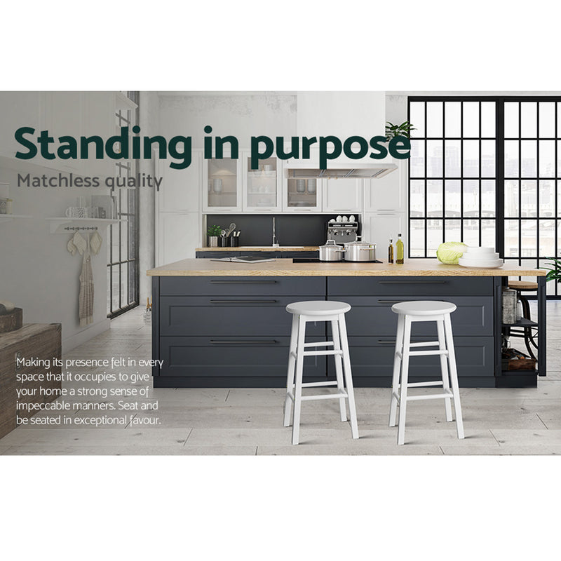 Artiss Set of 2 Beech Wood Backless Bar Stools