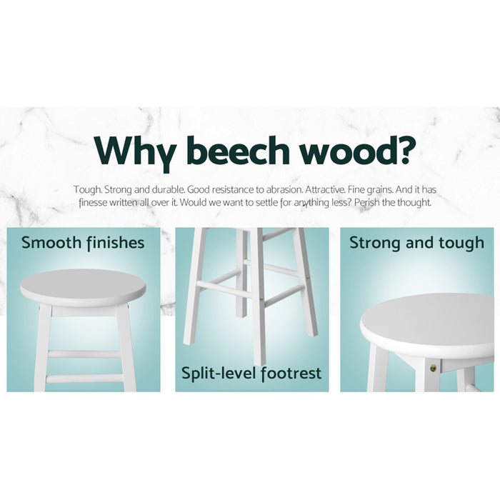 Artiss Set of 2 Beech Wood Backless Bar Stools