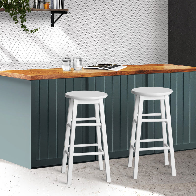 Artiss Set of 2 Beech Wood Backless Bar Stools
