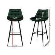 Artiss Kitchen Bar Stools Velvet Bar Stool Counter Chairs Metal Barstools