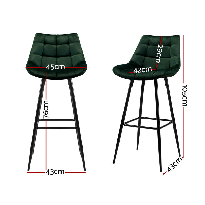 Artiss Kitchen Bar Stools Velvet Bar Stool Counter Chairs Metal Barstools