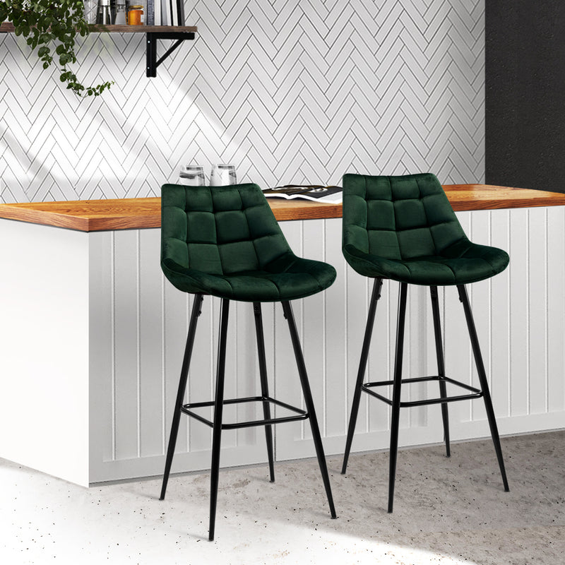 Artiss Kitchen Bar Stools Velvet Bar Stool Counter Chairs Metal Barstools