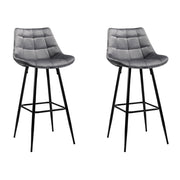 Artiss Kitchen Bar Stools Velvet Bar Stool Counter Chairs Metal Barstools Grey