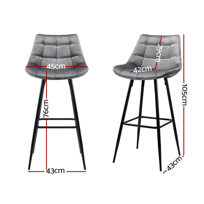 Artiss Kitchen Bar Stools Velvet Bar Stool Counter Chairs Metal Barstools