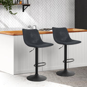 Artiss 2x Kitchen Bar Stools Gas Lift Bar Stool Chairs Swivel Vintage Leather Brown Black Coated Legs