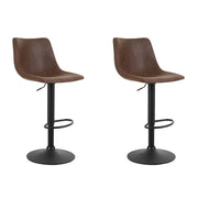 Artiss 2x Kitchen Bar Stools Gas Lift Bar Stool Chairs Swivel Vintage Leather Brown Black Coated Legs Brown