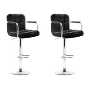 Artiss 2x Gas Lift Swivel Bar Stools - Black BLack